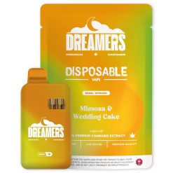 Dreamers Mimosa and Wedding Cake 6g dual strain disposable vape and pouch
